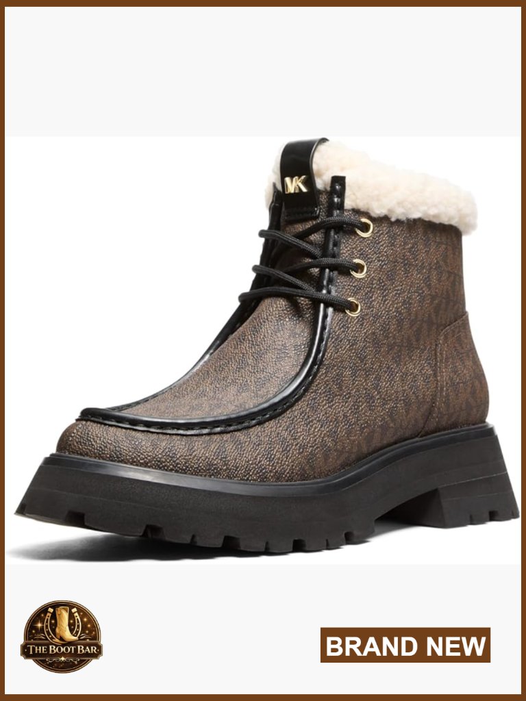 Lace-Up Ankle Bootie With Fleece Lining And Traction Sole